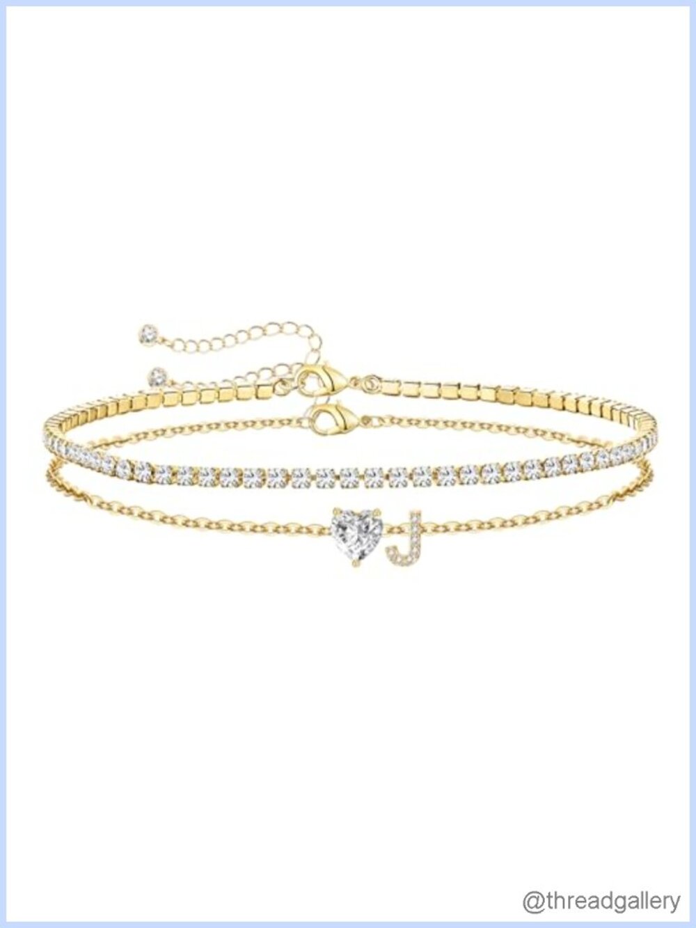 Gold Initial Anklet Ankle Bracelet Women Waterproof CZ Tennis Chain Jewelry